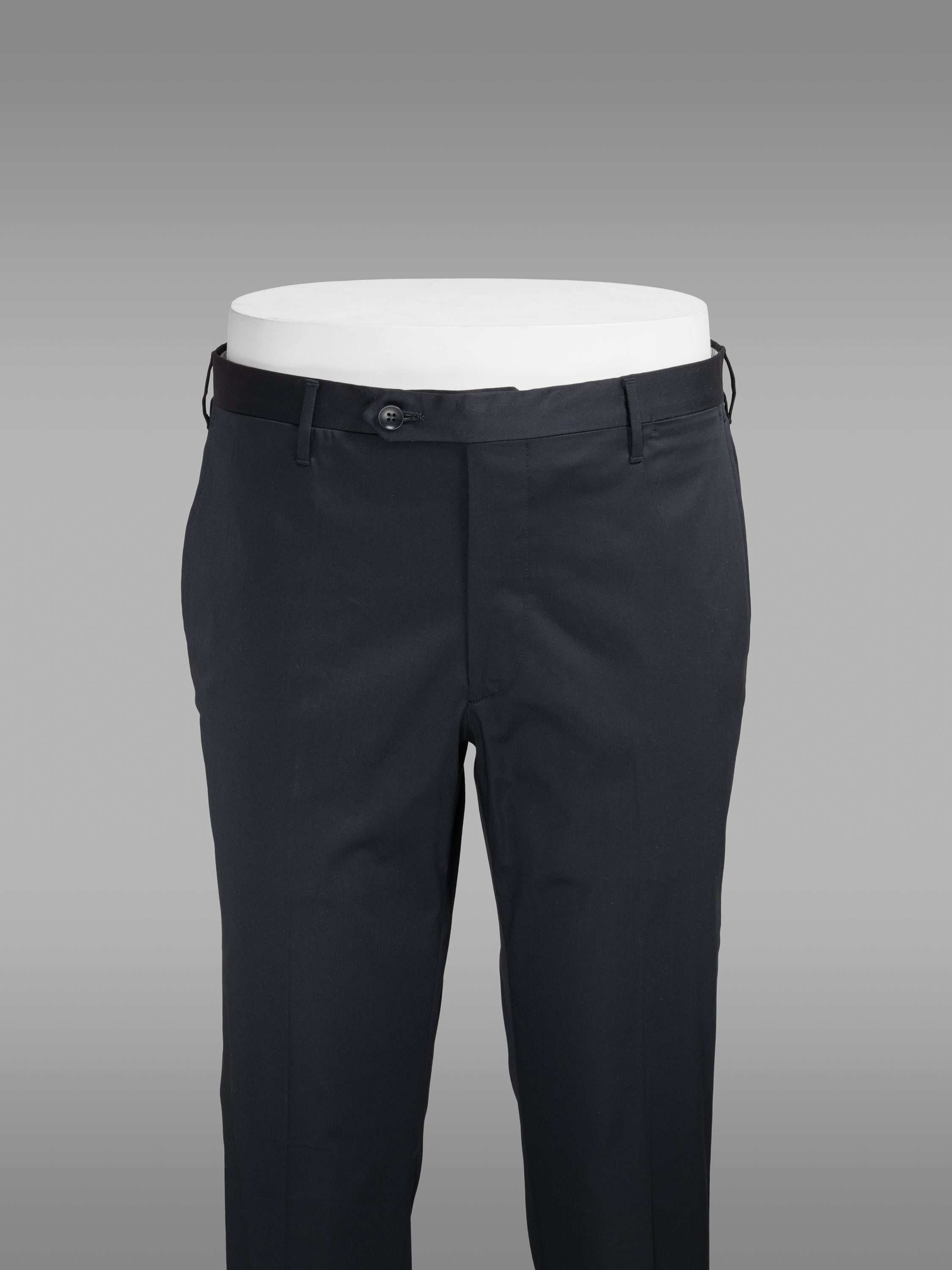 Dark blue pair of regular fit lightweight cotton elastan trousers
